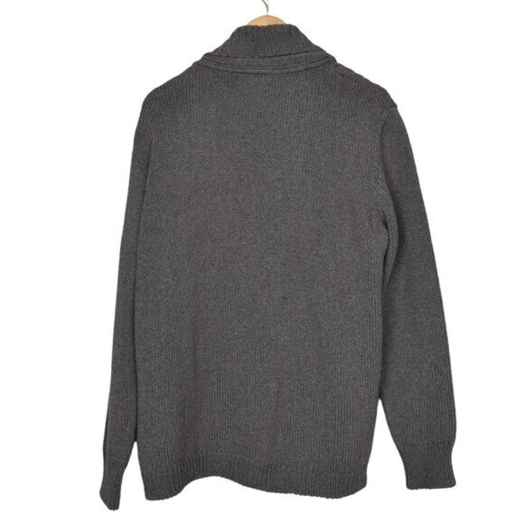 Zara Man Knit Cardigan Sweater Shawl Collar Button Down Gray Cable Knit XL - Picture 5 of 9